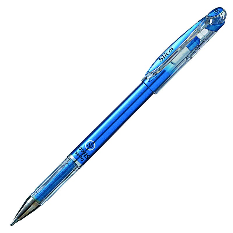 بنتل قلم جل برأس إبرة 0.8 مم من Pentel Arts Slicci Metallic، حبر أزرق معدني، صندوق من 12 قطعة (BG208-MC) - Image 3